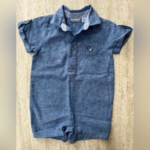 Janie and Jack Blue Button Down Romper